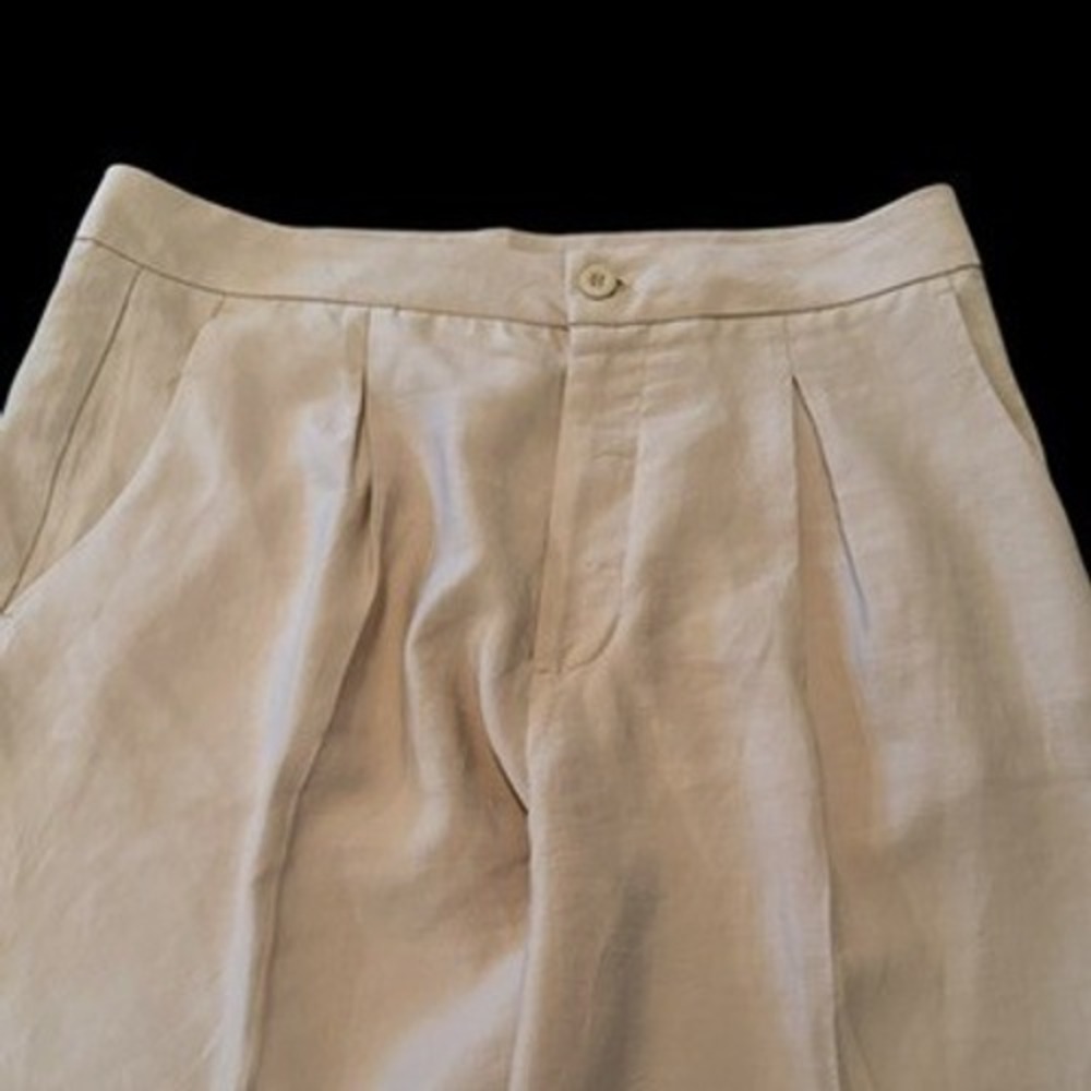 The Primark Edit Beige Lyocell Blend Wide Leg Pleated Pants 12 Lightweight - Picture 3 of 9